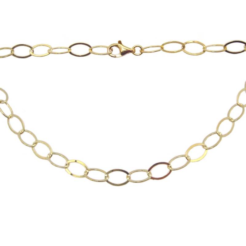 Gold Plated Sterlingsilber Kette - Große Flache Ovale Kabel-Kette 8 X 6mm Charm Armband Fußkettchen | Alle Größen Sku 601010-Vm von InnerArt4BeadsSupply