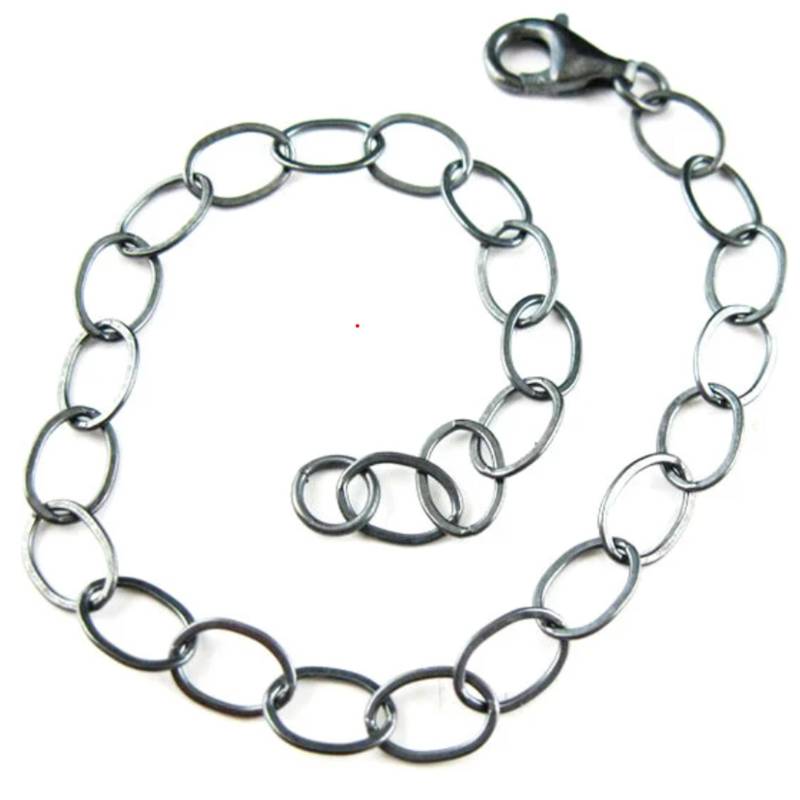 Oxidierte Sterling Silber Armband, Fußkettchen, Halskette Kette-Große Flache Ovale Kabelkette - Vintage Oxidierte Kette 8x6mm | 7 "-36 " Sku von InnerArt4BeadsSupply