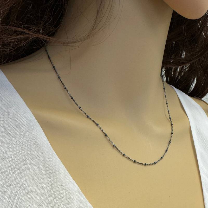 Oxidierte Sterlingsilber-Kettenhalskette, Armband, Fußkettchen-Perlenkugelkette, Satellitenkette-Extra Lange Halskette | Alle Größen Sku 601006-Ox von InnerArt4BeadsSupply