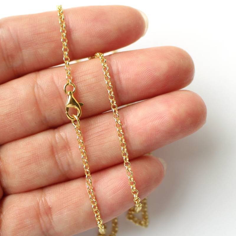 Rolo Kette Vermeil Gold Halskette-22K Vergoldet Über Sterling Silber Halskette-2mm Kette-Italien- | 26 Zoll - Sku 601005-Vm-26 von InnerArt4BeadsSupply