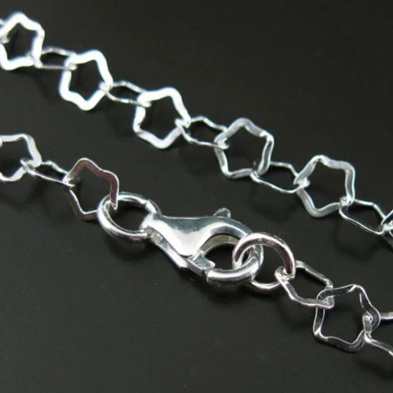 Sterling Silber Charm Armband - Flache Stern Glied 5 Mm | 7.5 Inches Sku 601017-7.5 von InnerArt4BeadsSupply
