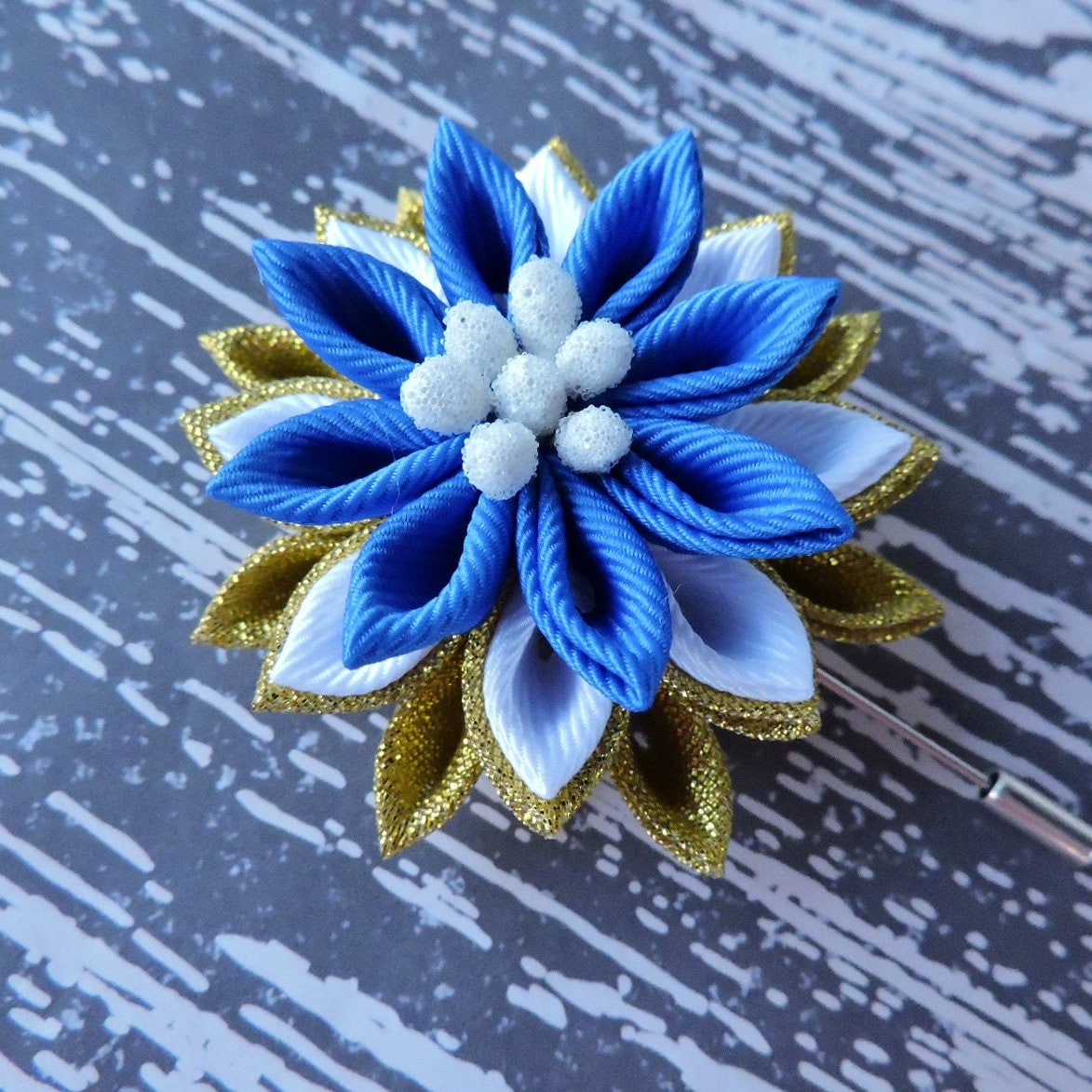 Kanzashi Blumen Anstecknadel Ripsband Tsumami Art Kanzashi Blumen Anstecknadel Ripsband Tsumami Art von InnerBeautyShop