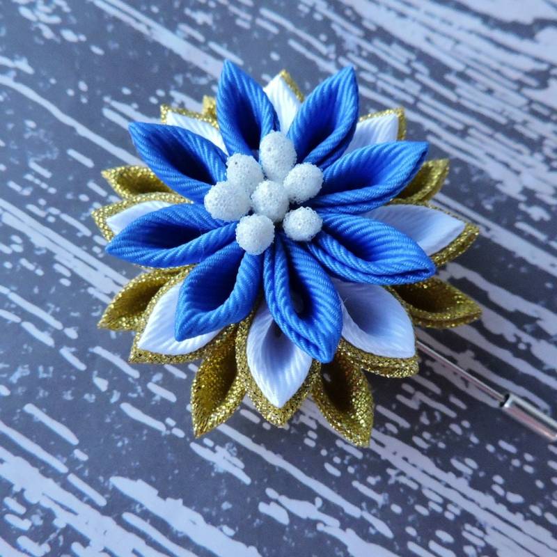 Kanzashi Blumen Anstecknadel Ripsband Tsumami Art von InnerBeautyShop