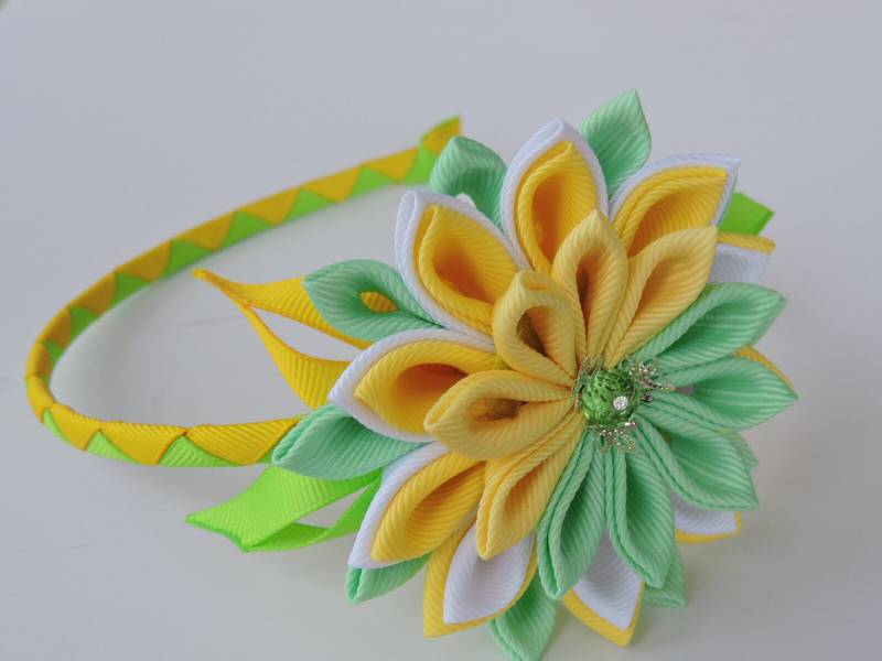 Kanzashi Stirnband.gelb Weiß Grün Meeresgrün Kanzashi Stirnband.gelb Weiß Grün Meeresgrün von InnerBeautyShop