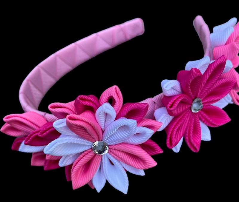 Kanzashi Stoff Blumen Haarband.pink Und Weiß Haarband Kanzashi Stoff Blumen Haarband.pink Und Weiß Haarband von InnerBeautyShop