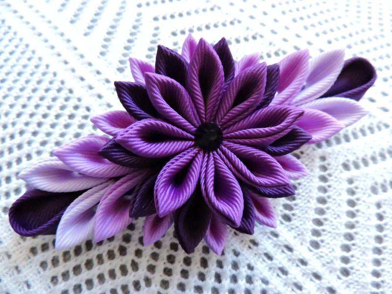 Lila Kanzashi Blumen Haarspange Grosgrain Ribbon Haarspange von InnerBeautyShop