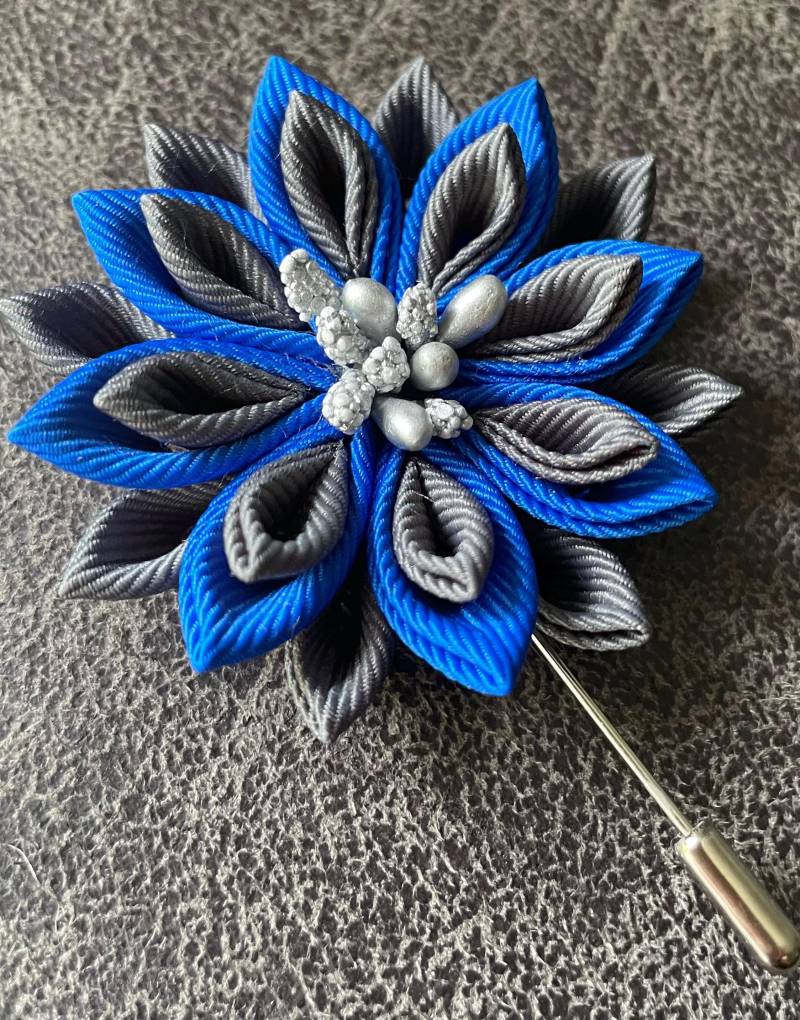 Ripsband Kanzashi Blume Anstecknadel Edelweiß Boutonniere von InnerBeautyShop
