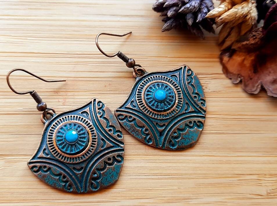 Rustikale Ohrringe | Antike Bronze Metall Bohemiam Verdigris Patina Rustikale Ohrringe | Antike Bronze Metall Bohemiam Verdigris Patina von InnerPieceByJorgeMae
