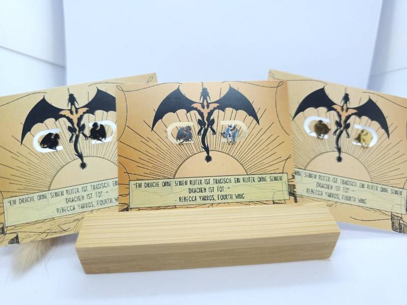 Fourth Wing Inspirierte Drachen Ohrstecker | Edelstahlohrringe Iron Frame Merch Booktok Tairn , Andarna Drachenreiter von InneresGlaenzen