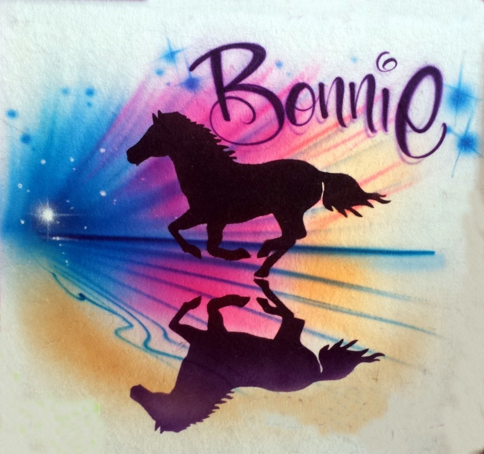 Airbrush Pferd T Shirt - Baby Einteiler Hoodie Sweatshirt Personalisiertes Airbrushed Name T-Shirt Kleinkind Kinder Erwachsene von InnerlightAirbrush