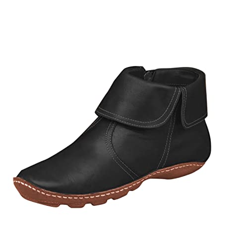 Damen Schlupfstiefel Winter - Breit Winterstiefel Kunstleder Boots Reißverschluss Schneestiefel Casual Knöchelhohe Damenstiefel Atmungsaktiv Im Freien Bikerboot Bequeme Winterstiefel Für Frauen von Innerternet