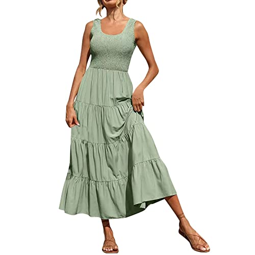 Damen Sommerkleid mit Tasche High Waist Swing Tunika Einfarbiges A-Linien-Kleid Lockeres A-Linie Strandkleid Tunika Kleid Longshirt Solide Tunika von Innerternet