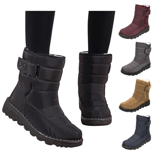 Damen Winterstiefel Wasserdicht Warm gefütterte Schneestiefel Winterschuhe Winter Kurzschaft Stiefel Schuhe Gefüttert Dicke Snow Boots Stiefeletten Winterboots Warme Kurzstiefel Schwarz Boot von Innerternet