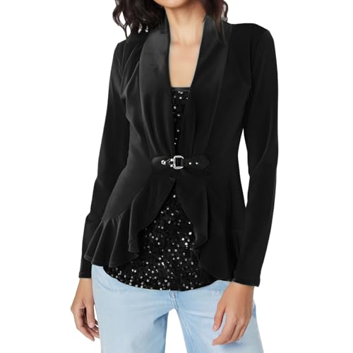 Festliches Oberteil Damen Festlich Oberteil Glitzer Blusen V Ausschnitt Longbluse Glänzend Bluse Mit Gürtel Longshirt Casual Winter Oberteil Tunika XXL Partywear Herbstshirt Outfit Oberteile von Innerternet