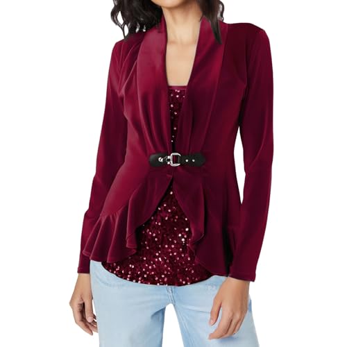 Festliches Oberteil Damen Festlich Oberteil Glitzer Blusen V Ausschnitt Longbluse Glänzend Bluse Mit Gürtel Longshirt Casual Winter Oberteil Tunika XXL Partywear Herbstshirt Outfit Oberteile von Innerternet