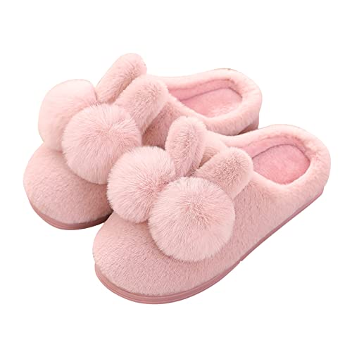 Hausschuhe Damen mit Hasenohren Pantoffeln Kuschelige Plüsch Hüttenschuhe Niedlicher Hausschuh süße Häschenhausschuhe Fuzzy Plüsch Hase Winter Warme Filzpantoffeln rutschfeste House Hauslatschen von Innerternet