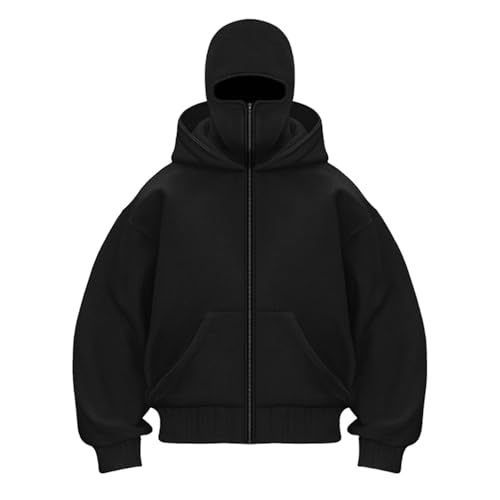 Innerternet Herren Kapuzenpullover Winter mit Sturmhaube Casual Hoodie Herren mit Reißverschluss und Tasche Winddicht Warme Jacke Herren Sweatshirt Locker Zip Hoodie Herren Ninja Hoodie mit Oversized von Innerternet
