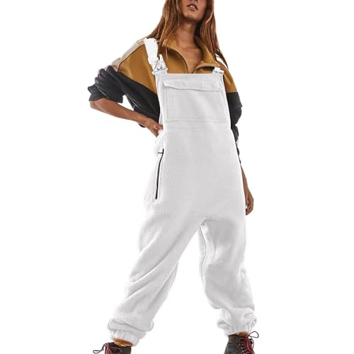 Innerternet Jumpsuits Für Damen Lässiger Latzhose Damen Arbeitshose Fleece Warme Overalls Winter Latzhosen Mit Taschen Retro Haremshose Verstellbare Riemen Overalls Damen von Innerternet