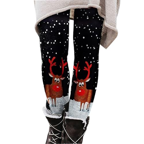 Innerternet Leggings Damen Weihnachts Winter Strumpfhose Weihnachten Radlerhosen Weihnachtsmann Print Trekkinghose Slim Fit Xmas-Leggings Schwarz Yogahosen Outdoor Weihnachts-Leggings Für Frauen von Innerternet