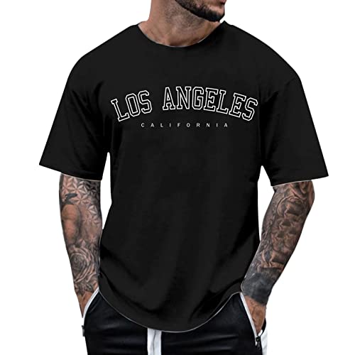 Innerternet Oversized Tshirt Herren Rundhals Kurzarm Lose Sommer Oberteile Mode T-Shirt mit Los Angeles Grafik Kreativen Buchstaben Vintage Drucken Streetwear Sport Casual Lang Tops von Innerternet