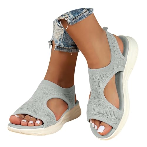 Innerternet Sandalen Damen Orthopädische Sommer Waschbare Slingback Orthopädische Slide Sport Sandaletten mit Weiche Fussbett Bequem Sommerschuhe Casual Strick Mesh Sandalen von Innerternet