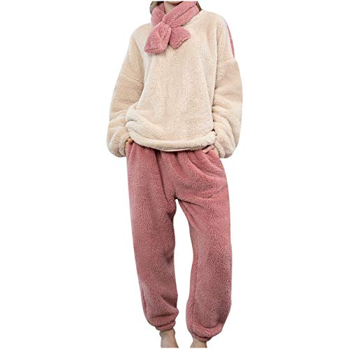 Innerternet Thermo Flanell Schlafanzug Damen 100% Baumwolle Pyjama Set Lang Winter Thermo Pyjama Fleece 2-Set Elegant Lang Hausanzug Flauschig Freizeitanzug von Innerternet