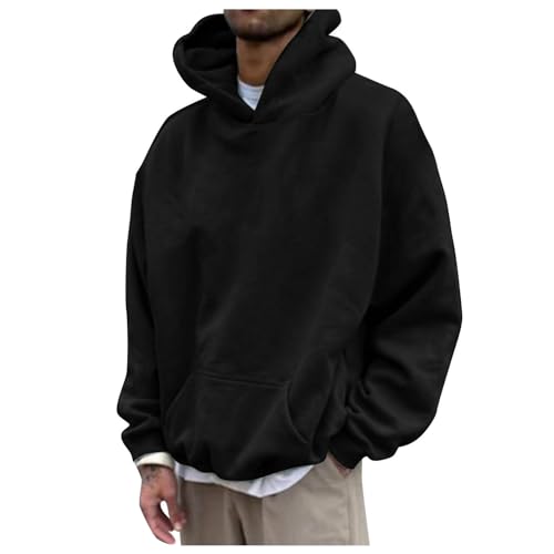 Oversized Hoodie Herren, Pullover Mit Kapuze Einfarbig Kapuzenpullover Herren Oversized Sweatshirt Schwarz Xxxl Pulli Outdoor Große Größen Sweater Jumper Frühling Herbst Kapuzenpulli Für Männer von Innerternet