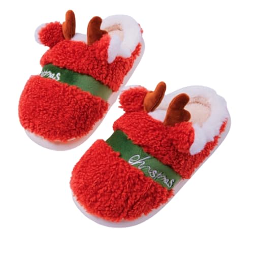 Weihnachten Rentier Hause Hausschuhe Weiche Plüsch Hausschuhe Anti Slip Auf Schuhe Indoor Für Frauen Männer Winter Schuhe Krankenschwester Schuhe Damen (Red, 36) von Innerternet