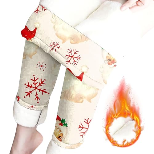 Weihnachtsleggins Damen Stretch Tights Weihnachts-Fleece Weihnachts Thermo-Leggings Santa Print Yoga-Hose Blickdichte Xmas Thermoleggings Warme Stiefelhose Wandern Reitleggings Reithose Yoga-Hose von Innerternet