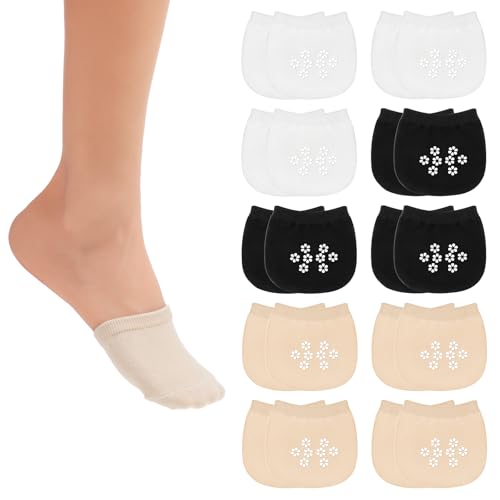 InnoHHustle 10 Paar Füßlinge Damen Füßlinge Abdeckungen, Zehensocken Baumwoll-Innensocken Zehentopper Socken Unsichtbare Halbsocken Mit Griff Für Damen Mädchen, Pantoletten, Flache Schuhe, High Heels von InnoHHustle