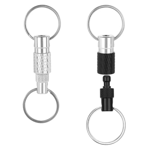 InnoHHustle 2 Stück Abnehmbare Schlüsselanhänger Schnellverschluss Schlüsselringe mit Doppel Schlüsselring Pull Auseinander Schlüsselanhänger für Auto Schlüsselanhänger Zubehör Schloss Halter von InnoHHustle