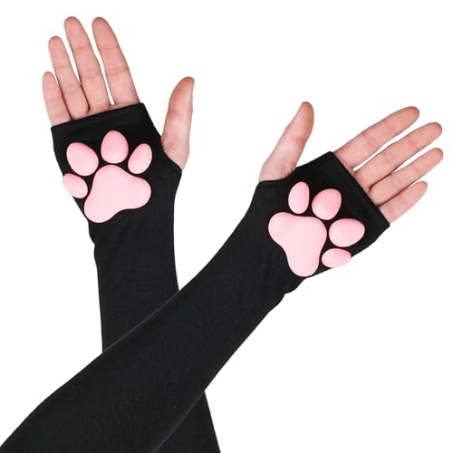 Niedliche Katzenpfoten-Handschuhe, Katzenkrallen-Handschuhe 3D Katzenkrallen-Pad-Handschuhe Kawaii Fingerlose Katzenärmel Fox Handschuhe Katzenhandschuhe Für Frauen Mädchen Cosplay-Party-Kostüm von InnoHHustle