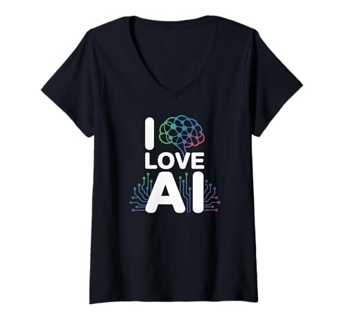 Damen Bring Deine Leidenschaft zum Ausdruck Ich Liebe KI T-Shirt mit V-Ausschnitt Damen Bring Deine Leidenschaft zum Ausdruck Ich Liebe KI T-Shirt mit V-Ausschnitt von Innovative Artificial Intelligence Enthusiast