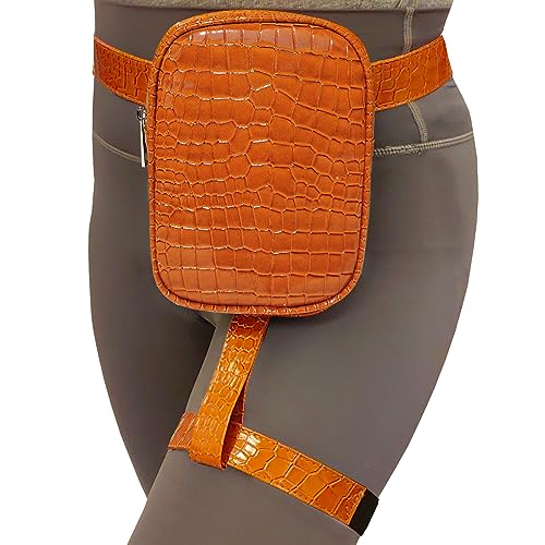 INNTURT Leg Harness Bag Leg Bag Synthetic Leather Thigh Bag Hip Bag Fanny Packs Thigh Harness Women, Braun, Small, Beintasche Hüfttasche von Innturt