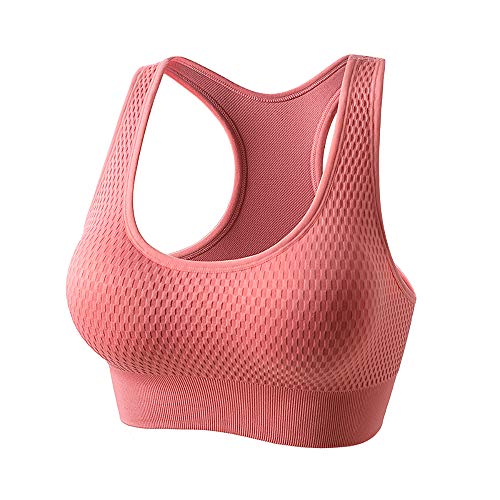 Nahtlose Sport-BHs für Damen, gepolstert, hohe Stoßfestigkeit, Workout-BH, Tops für Yoga, Fitnessstudio, Fitness, rose, Large von Innvix