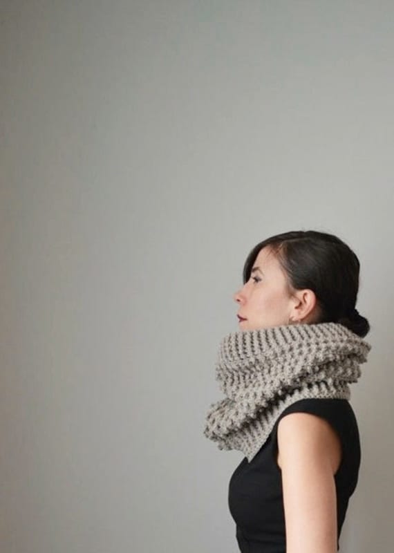 Grobstrick Kuller Schal, Oatmeal Kreis Häkelschal Wolle, Häkelschal, Voluminöser von InoriCreations