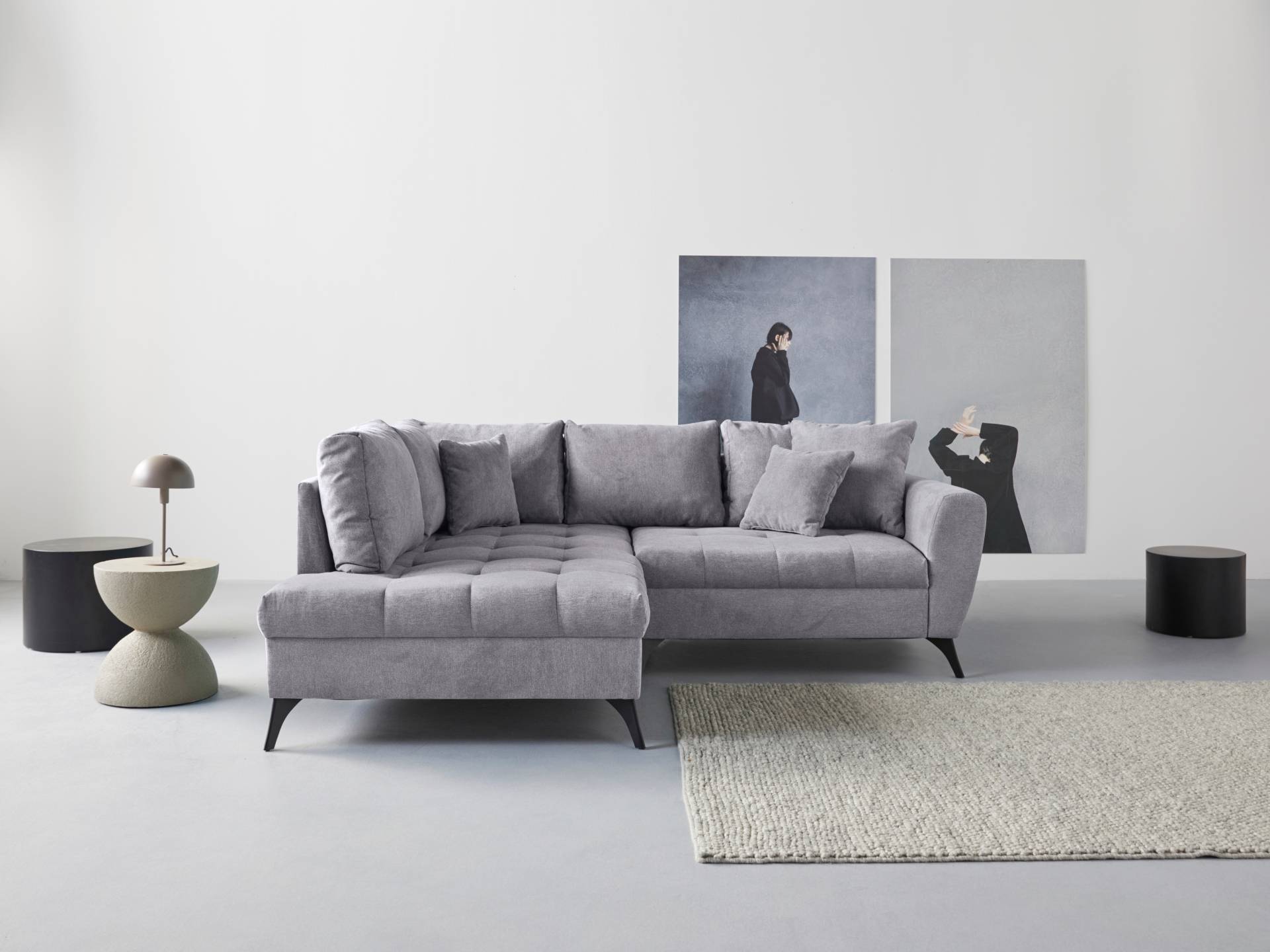 INOSIGN Ecksofa "Lörby L-Form", auch mit Aqua clean-Bezug, feine Steppung im Sitzbereich, lose Kissen von Inosign