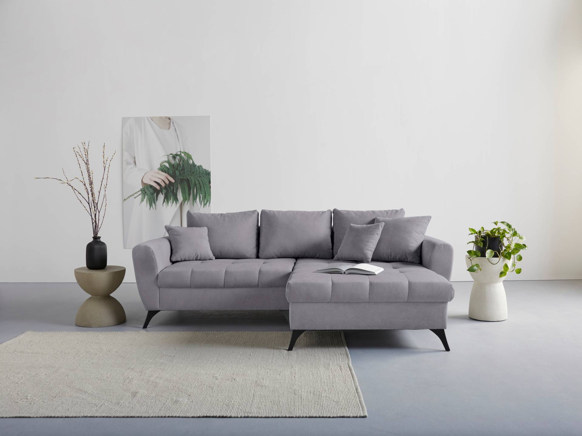 INOSIGN Ecksofa "Lörby L-Form", auch mit Aqua clean-Bezug, feine Steppung im Sitzbereich, lose Kissen von Inosign