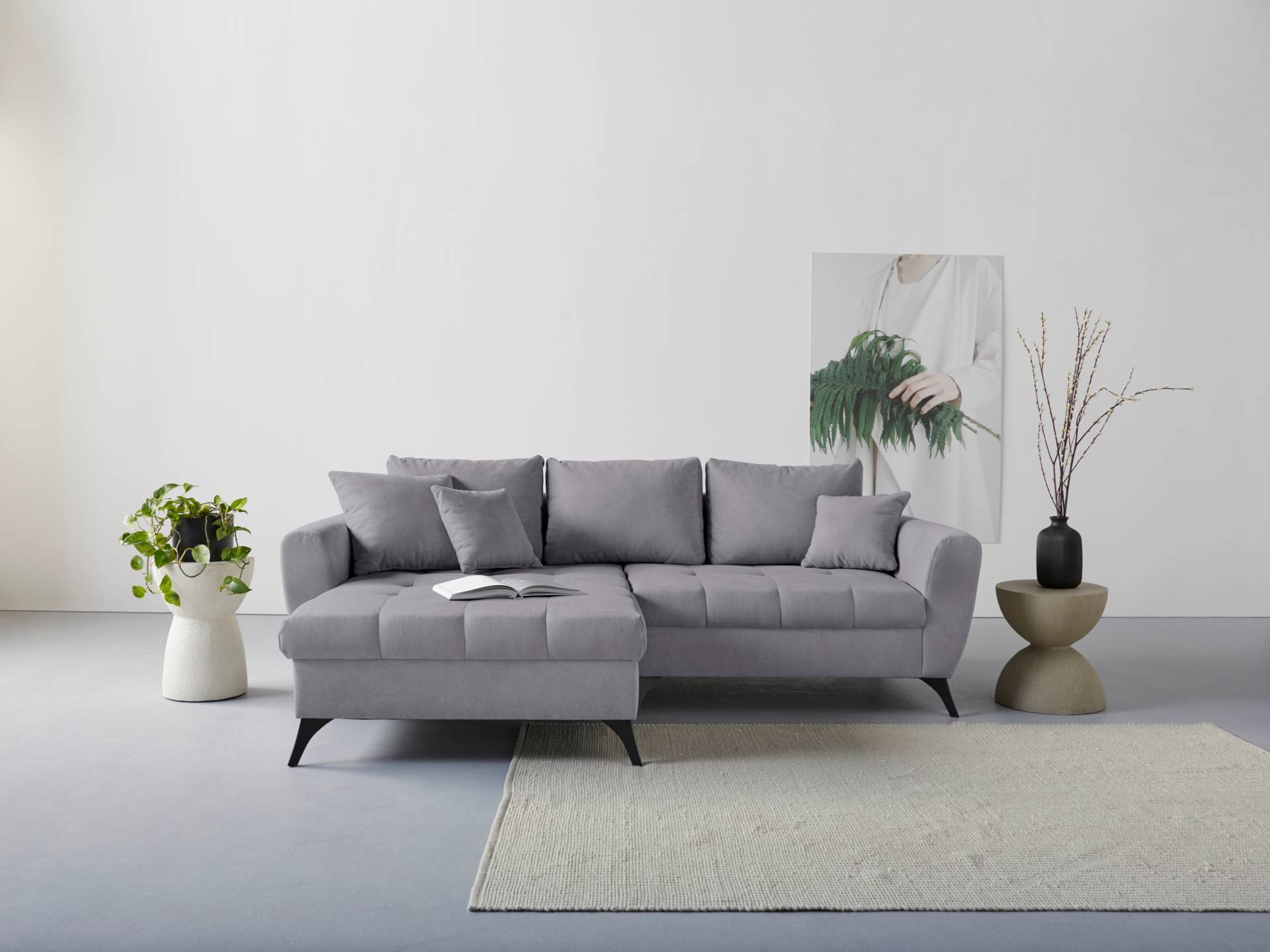 INOSIGN Ecksofa "Lörby L-Form", auch mit Aqua clean-Bezug, feine Steppung im Sitzbereich, lose Kissen von Inosign