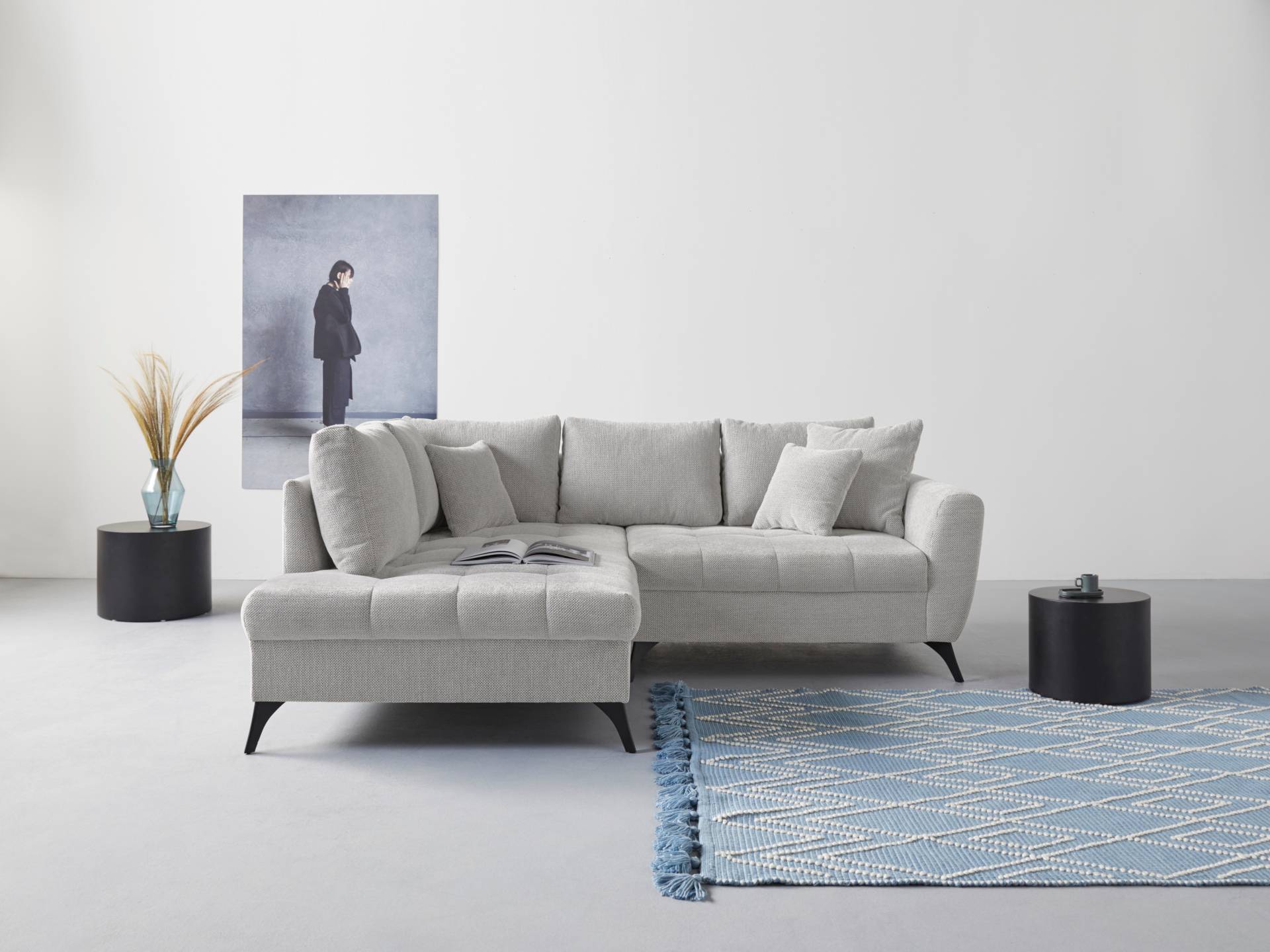 INOSIGN Ecksofa "Lörby L-Form", auch mit Aqua clean-Bezug, feine Steppung im Sitzbereich, lose Kissen von Inosign