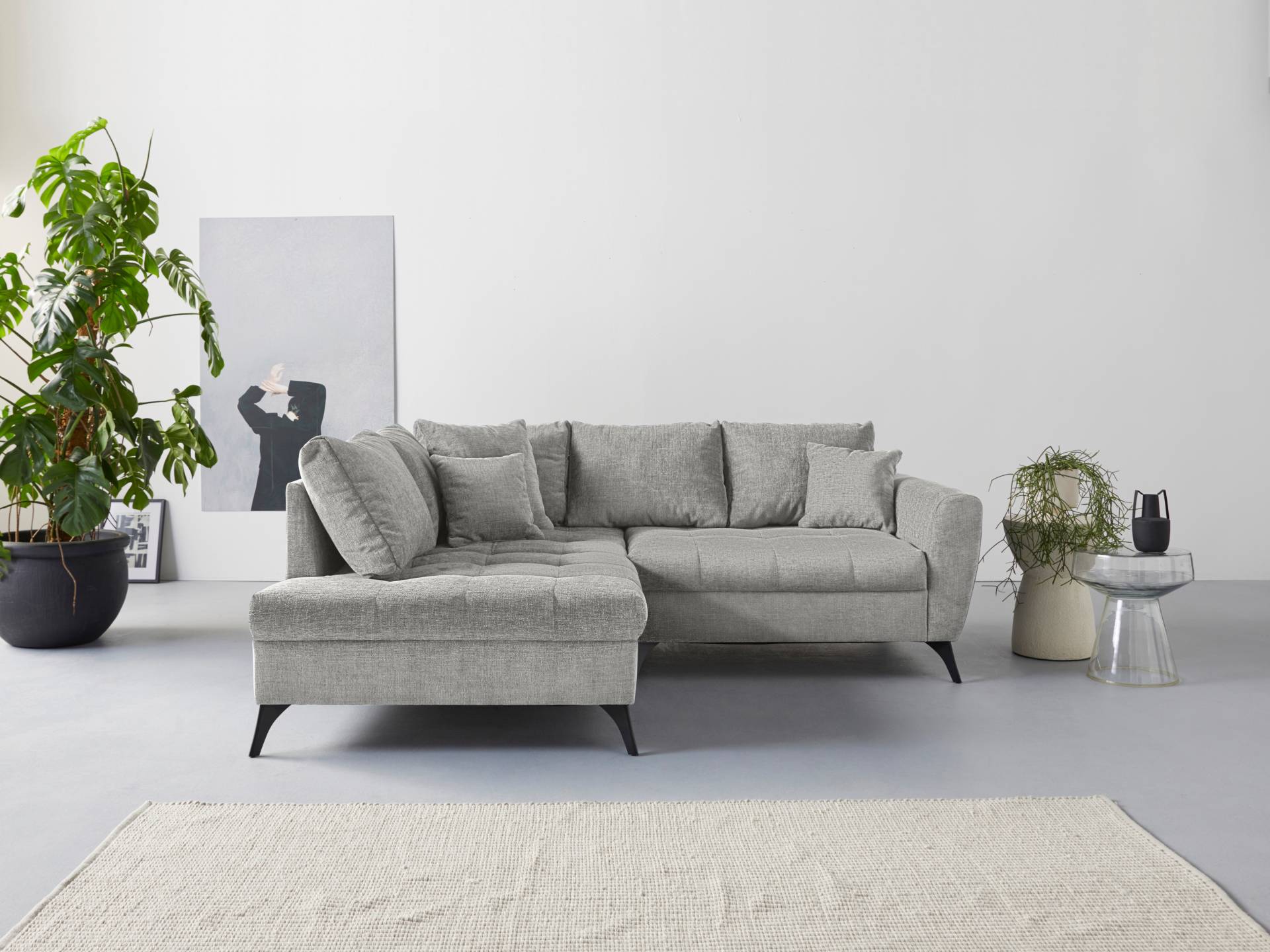 INOSIGN Ecksofa "Lörby L-Form", auch mit Aqua clean-Bezug, feine Steppung im Sitzbereich, lose Kissen von Inosign