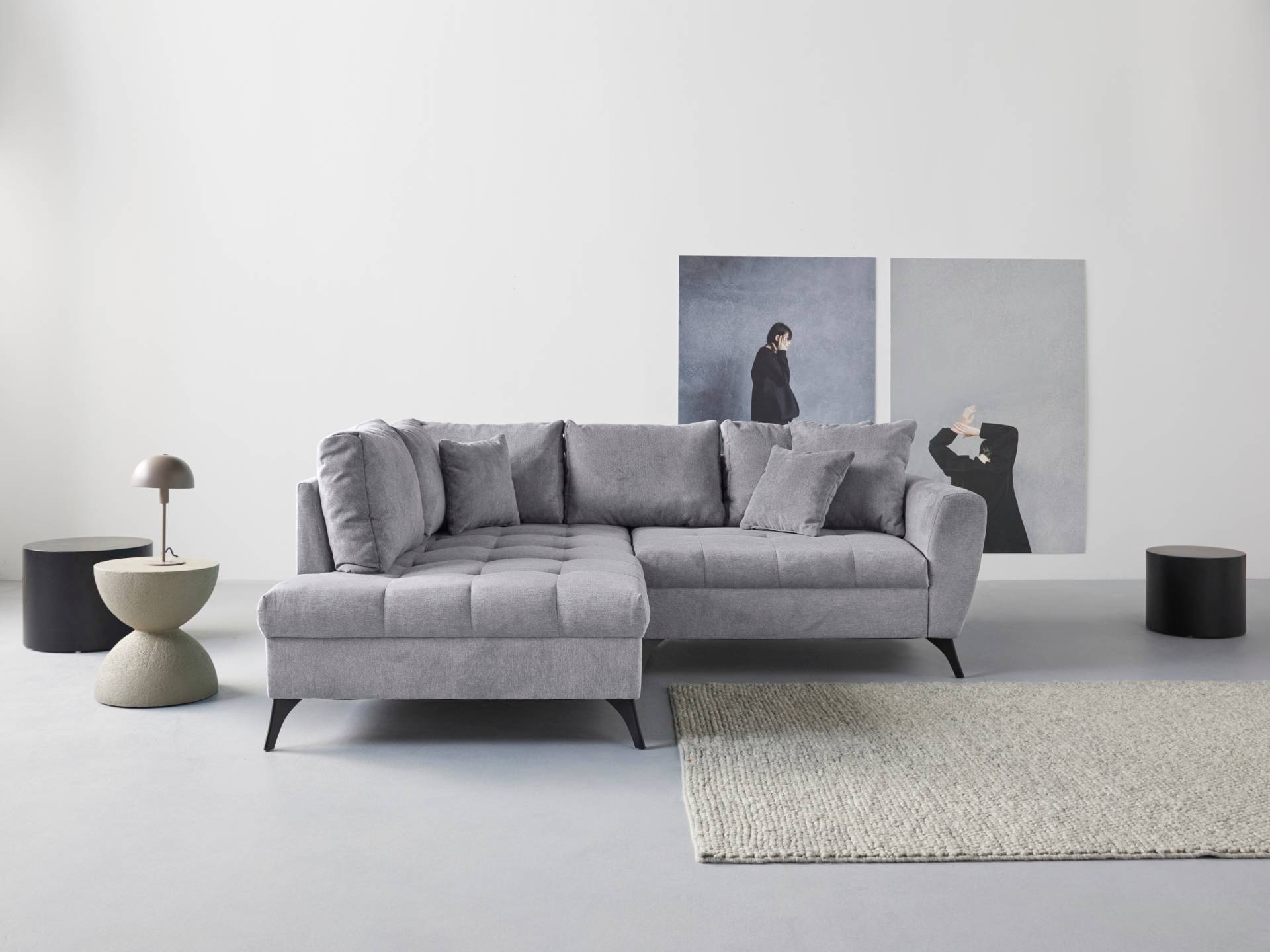 INOSIGN Ecksofa "Lörby L-Form", auch mit Aqua clean-Bezug, feine Steppung im Sitzbereich, lose Kissen von Inosign