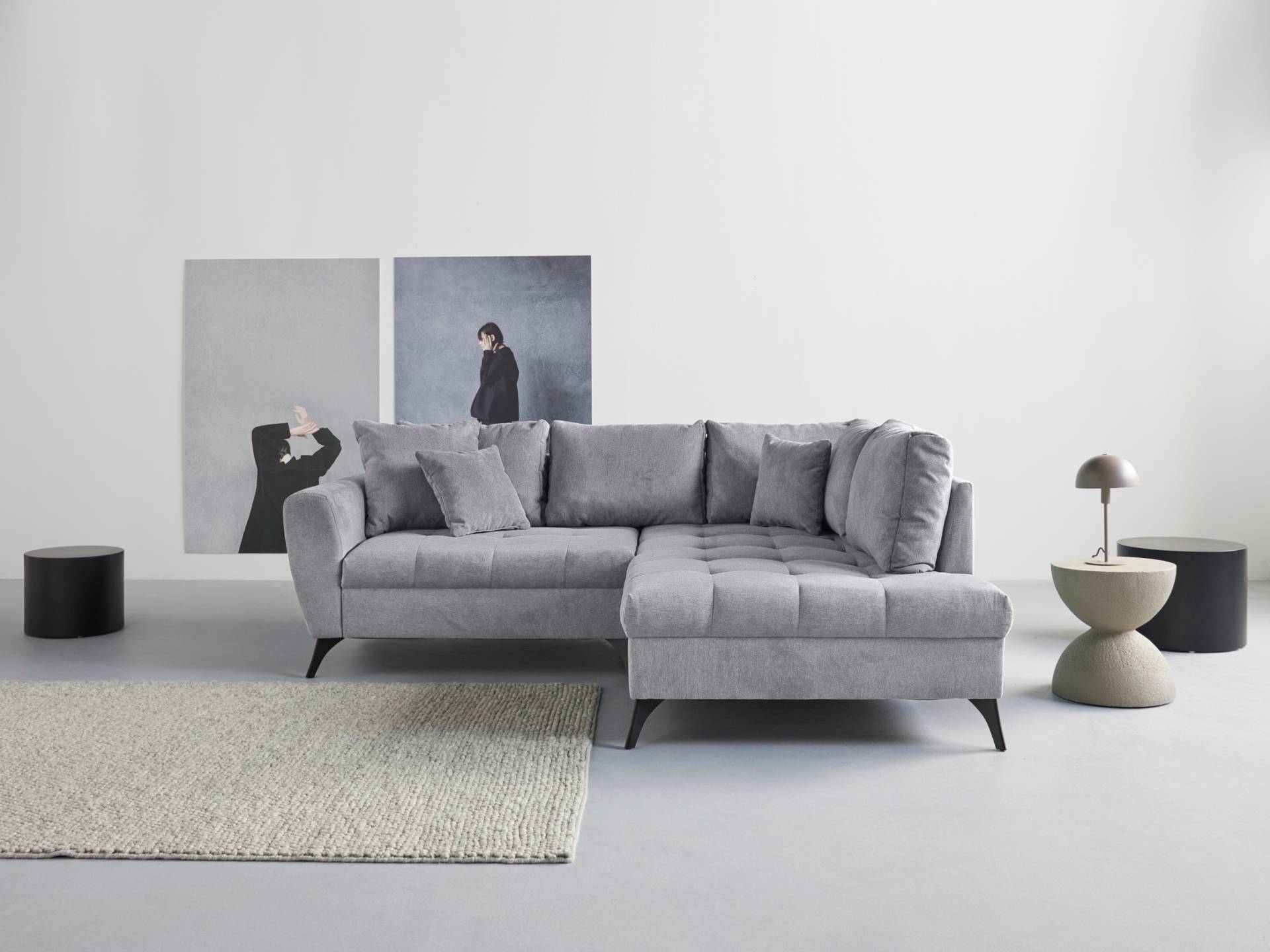 INOSIGN Ecksofa "Lörby L-Form", auch mit Aqua clean-Bezug, feine Steppung im Sitzbereich, lose Kissen von Inosign