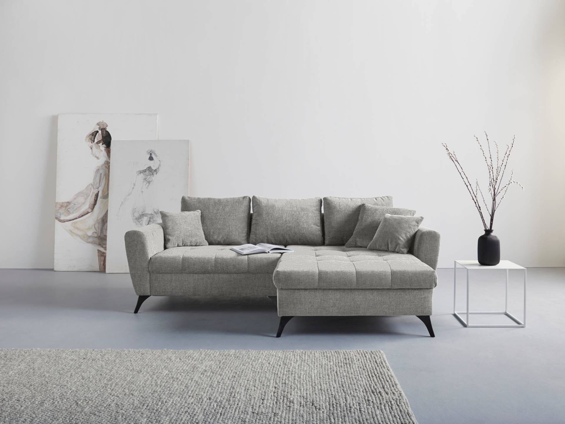 INOSIGN Ecksofa "Lörby L-Form", auch mit Aqua clean-Bezug, feine Steppung im Sitzbereich, lose Kissen von Inosign