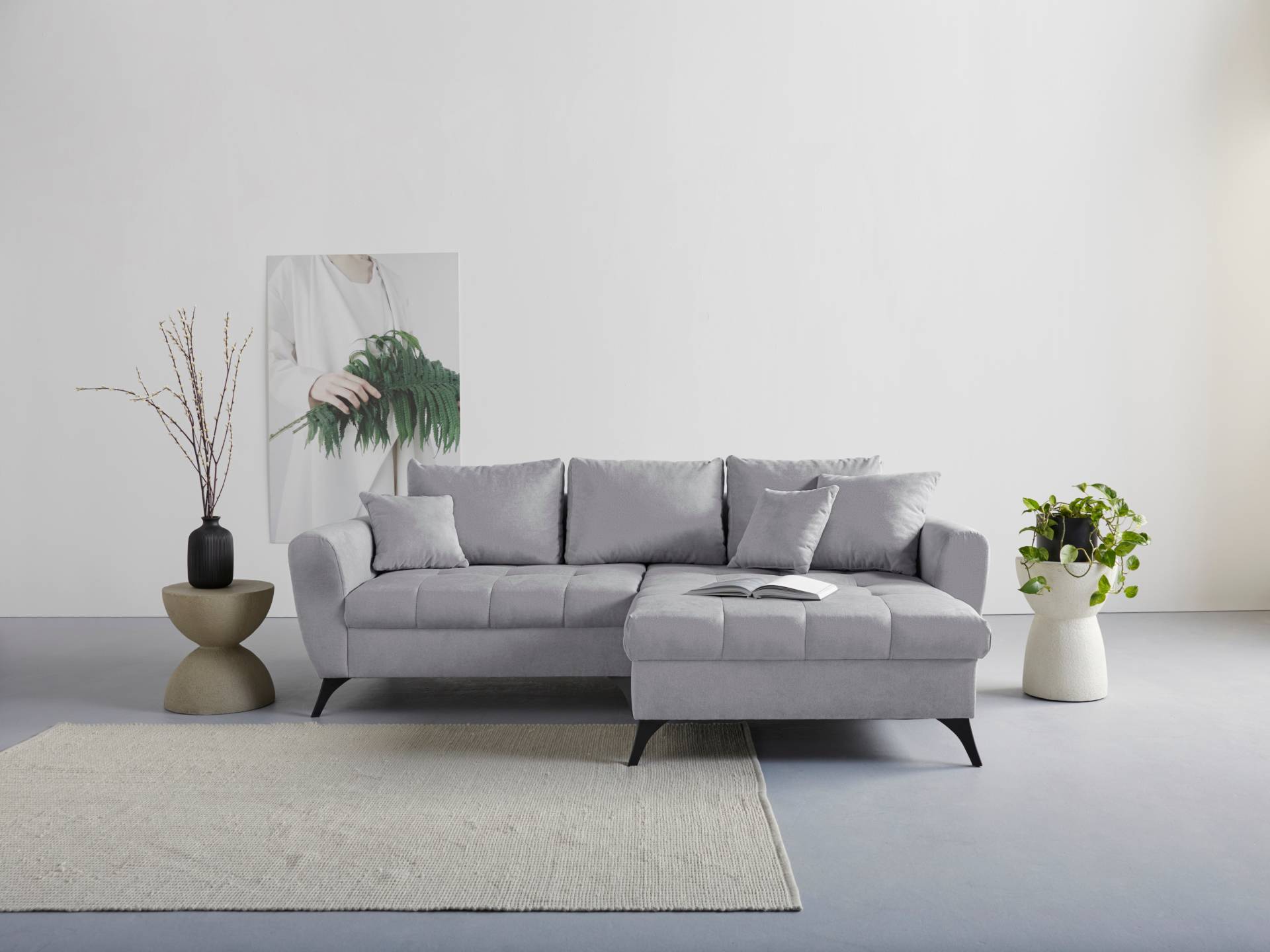 INOSIGN Ecksofa "Lörby L-Form", auch mit Aqua clean-Bezug, feine Steppung im Sitzbereich, lose Kissen von Inosign