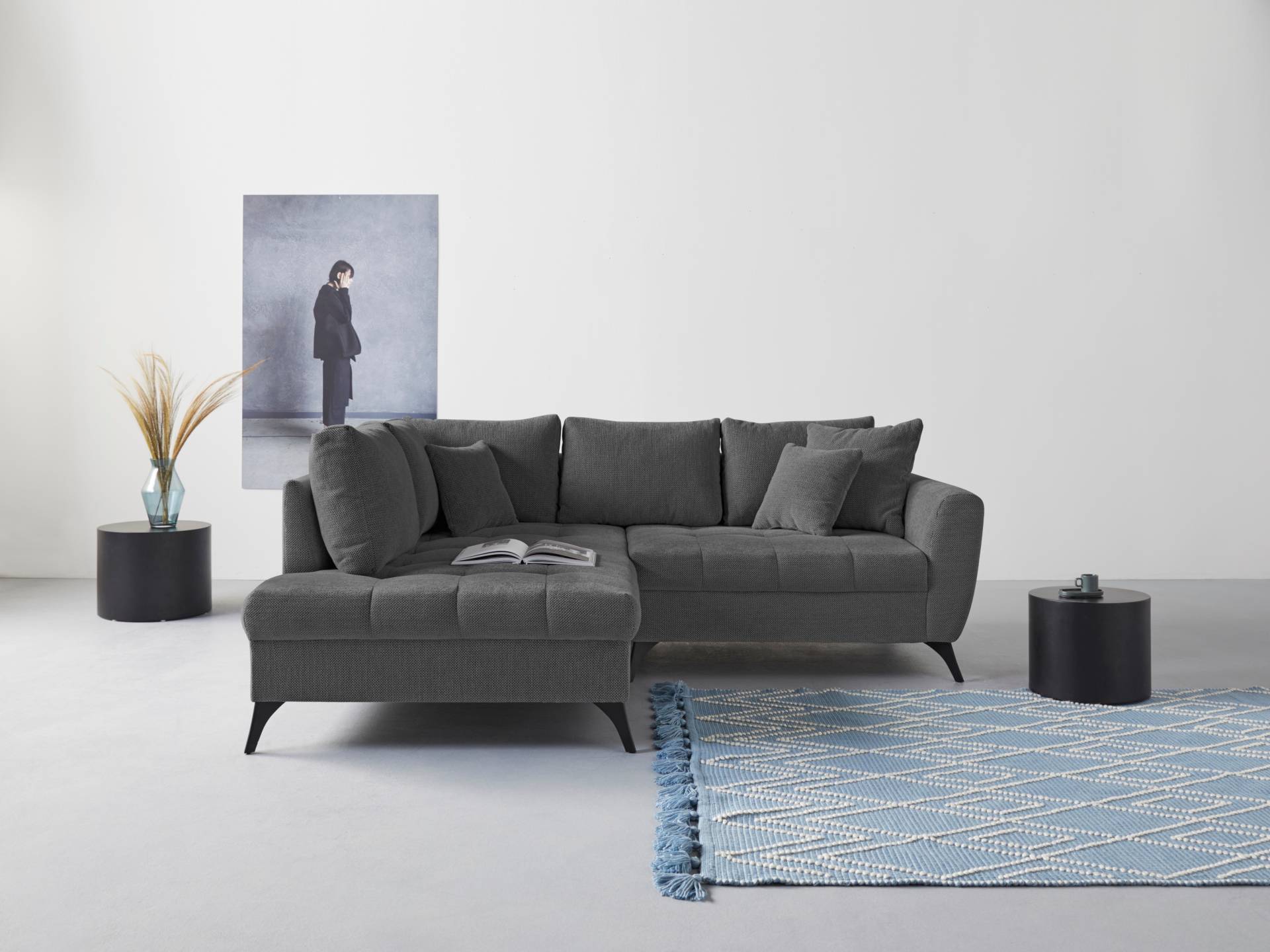 INOSIGN Ecksofa "Lörby L-Form", auch mit Aqua clean-Bezug, feine Steppung im Sitzbereich, lose Kissen von Inosign