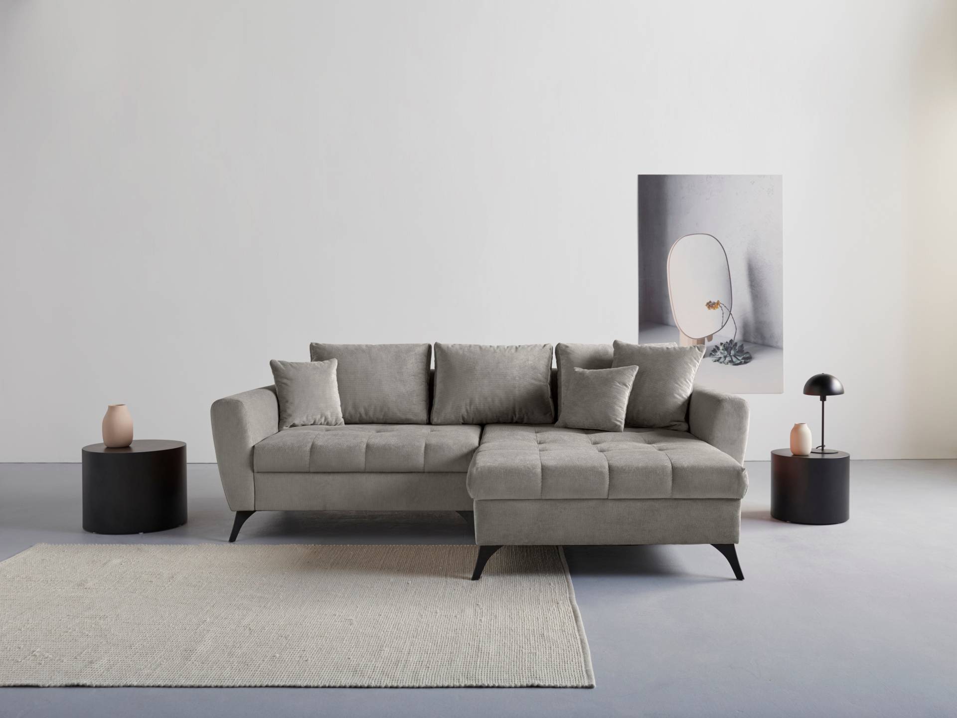 INOSIGN Ecksofa "Lörby L-Form", auch mit Aqua clean-Bezug, feine Steppung im Sitzbereich, lose Kissen von Inosign