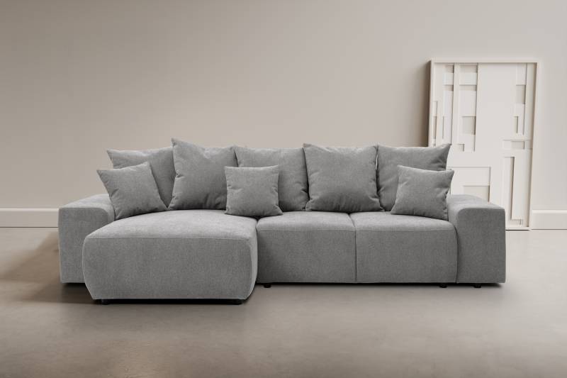 WERK2 Ecksofa "Riwa, modernes Sofa zum Kuscheln und Entspannen, Breite 300cm, L-Form" Trendiges Ecksofa mit vielen Kissen, Schlaffunktion & Bettkasten von Werk2