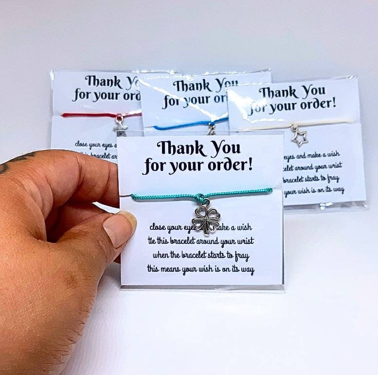 100 Danke Für Deine Bestellung Wunscharmbänder | Business Thank You Geschenke Bulk Armbänder Großes Wunscharmband Dankeskarten String von InsaneCraftsJewelry