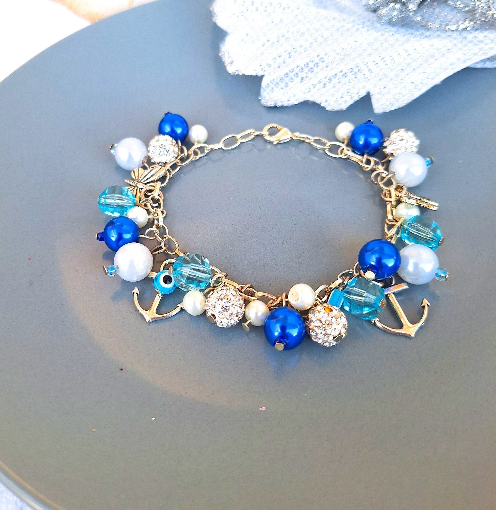 Sommer Armband Charme Strand Armband, Blau Geschenk Für Sie Perlenarmband, Themen Kette von InsaneCraftsJewelry